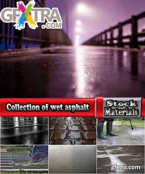 Collection of wet asphalt road street city cobblestone pavement area 25 HQ Jpeg