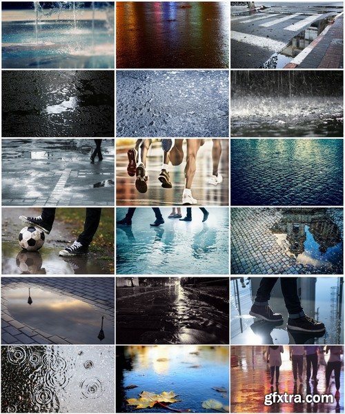 Collection of wet asphalt road street city cobblestone pavement area 25 HQ Jpeg