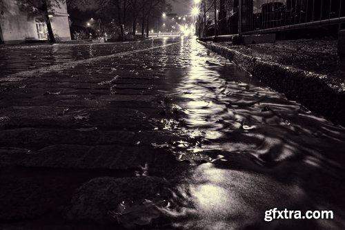 Collection of wet asphalt road street city cobblestone pavement area 25 HQ Jpeg