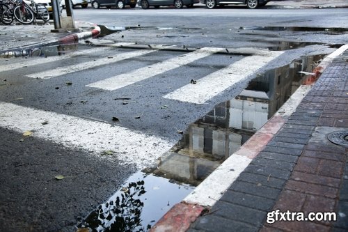 Collection of wet asphalt road street city cobblestone pavement area 25 HQ Jpeg