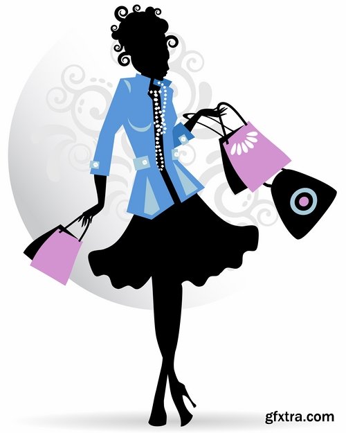 Collection of vector image fashionable people buy package woman man 25 EPS