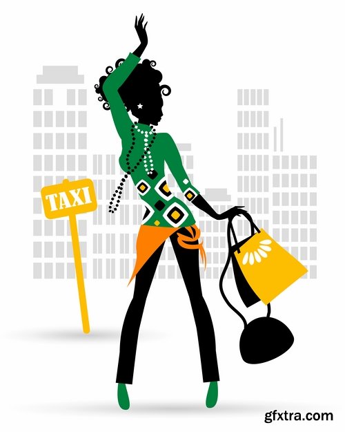 Collection of vector image fashionable people buy package woman man 25 EPS