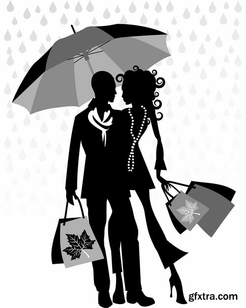 Collection of vector image fashionable people buy package woman man 25 EPS