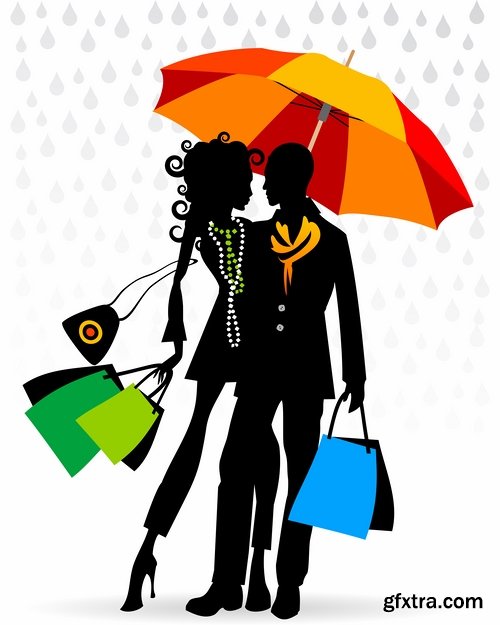 Collection of vector image fashionable people buy package woman man 25 EPS