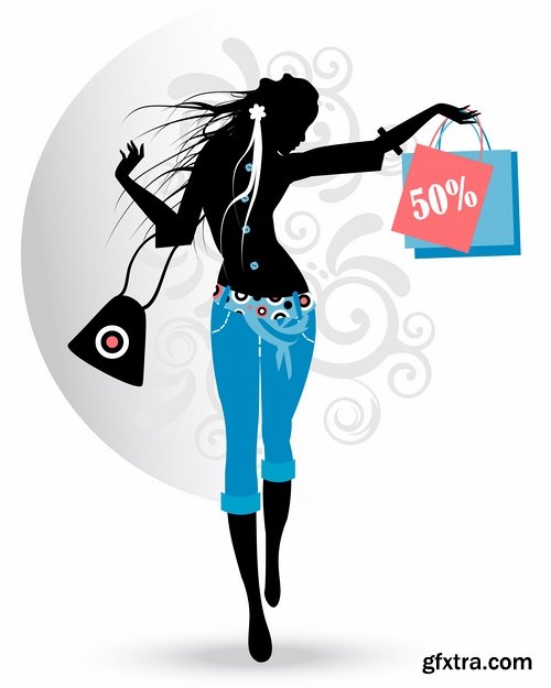 Collection of vector image fashionable people buy package woman man 25 EPS