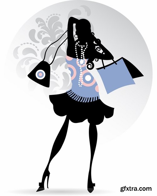 Collection of vector image fashionable people buy package woman man 25 EPS