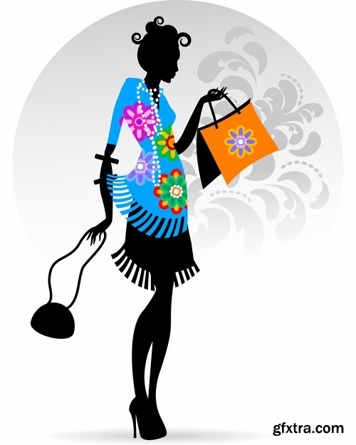 Collection of vector image fashionable people buy package woman man 25 EPS