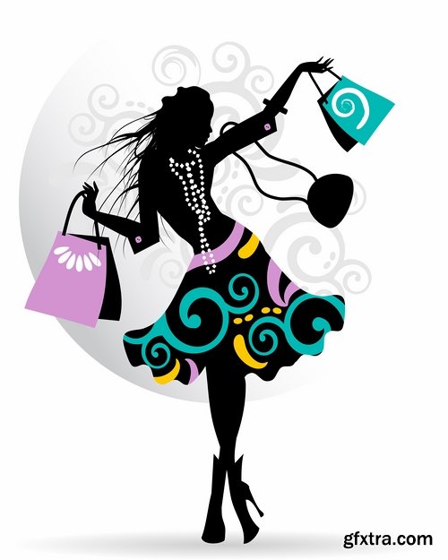 Collection of vector image fashionable people buy package woman man 25 EPS