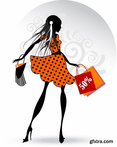 Collection of vector image fashionable people buy package woman man 25 EPS