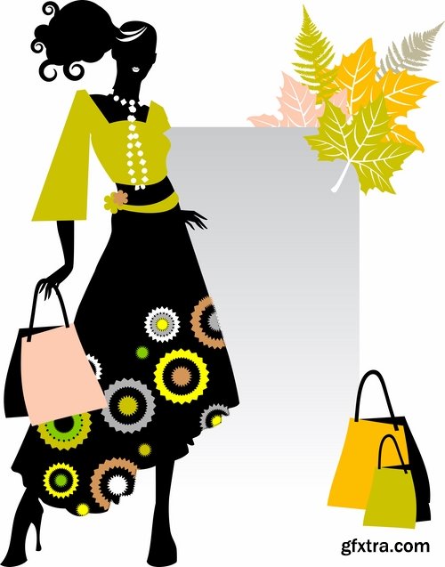 Collection of vector image fashionable people buy package woman man 25 EPS