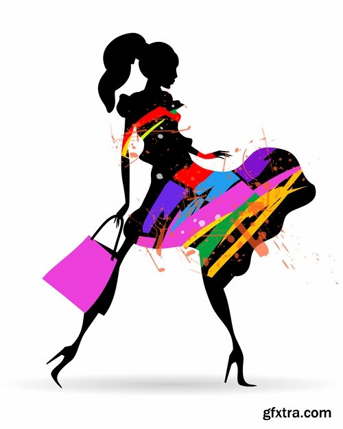 Collection of vector image fashionable people buy package woman man 25 EPS