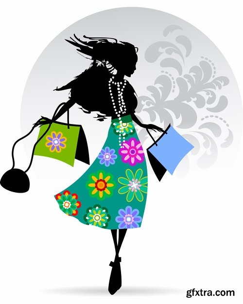 Collection of vector image fashionable people buy package woman man 25 EPS