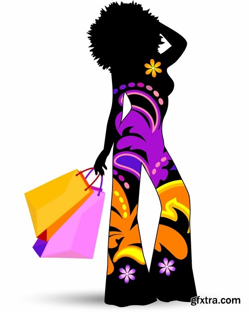 Collection of vector image fashionable people buy package woman man 25 EPS