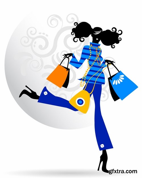 Collection of vector image fashionable people buy package woman man 25 EPS