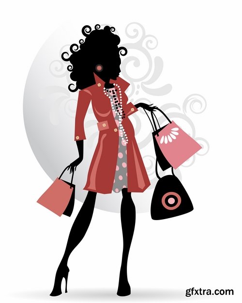 Collection of vector image fashionable people buy package woman man 25 EPS