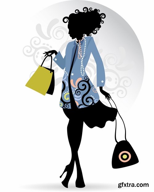 Collection of vector image fashionable people buy package woman man 25 EPS