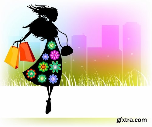 Collection of vector image fashionable people buy package woman man 25 EPS