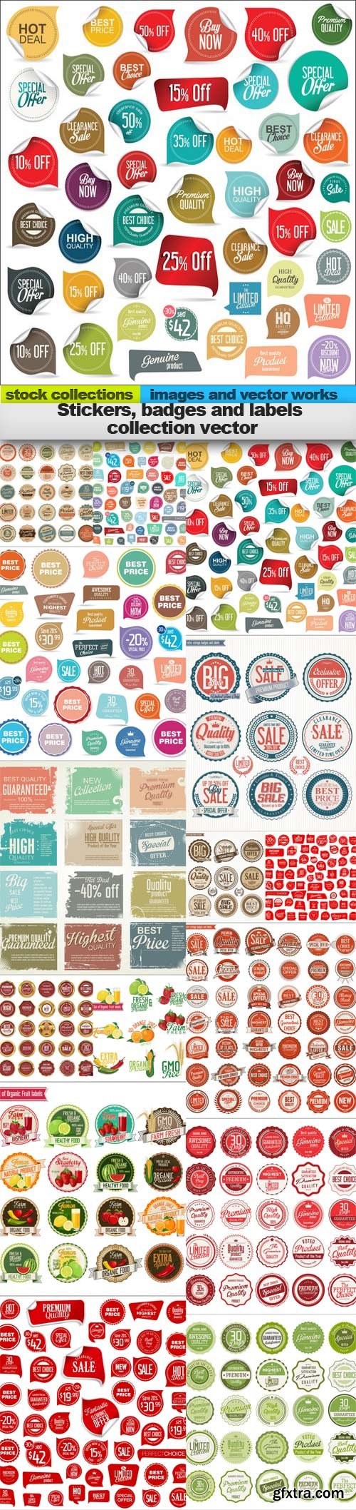 Stickers, badges and labels collection vector, 15 x EPS