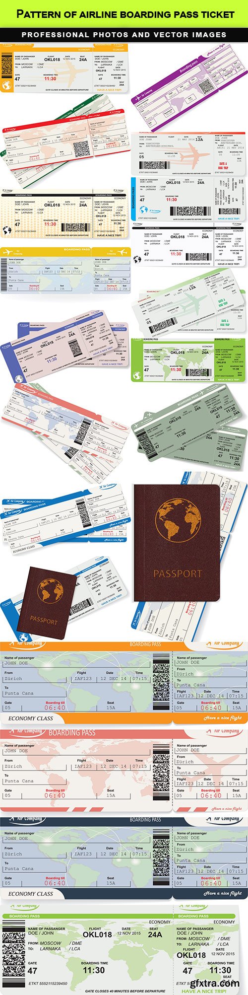 Pattern of airline boarding pass ticket