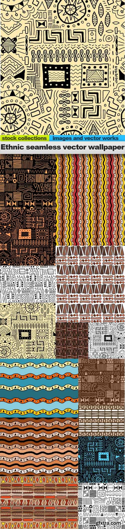 Ethnic seamless vector wallpaper, 15 x EPS