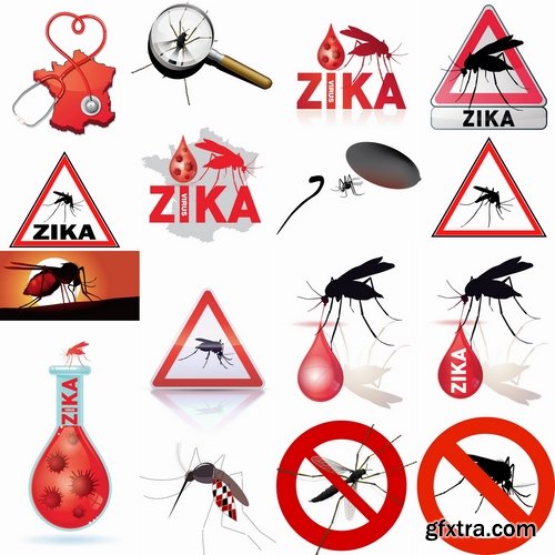 Collection of vector image Zika virus infection insect mosquito vector 25 EPS