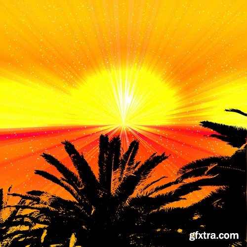 Collection of vector image background is tree sunset sunrise sun sea beach 25 EPS