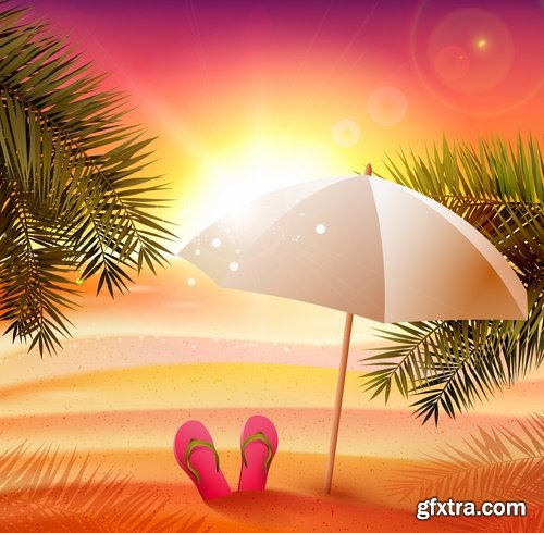 Collection of vector image background is tree sunset sunrise sun sea beach 25 EPS