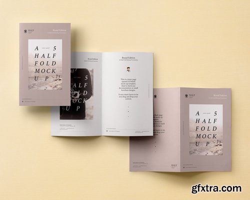 A5 Psd Half Fold Mockup