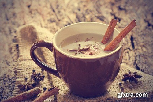 Cup of coffee with cinnamon