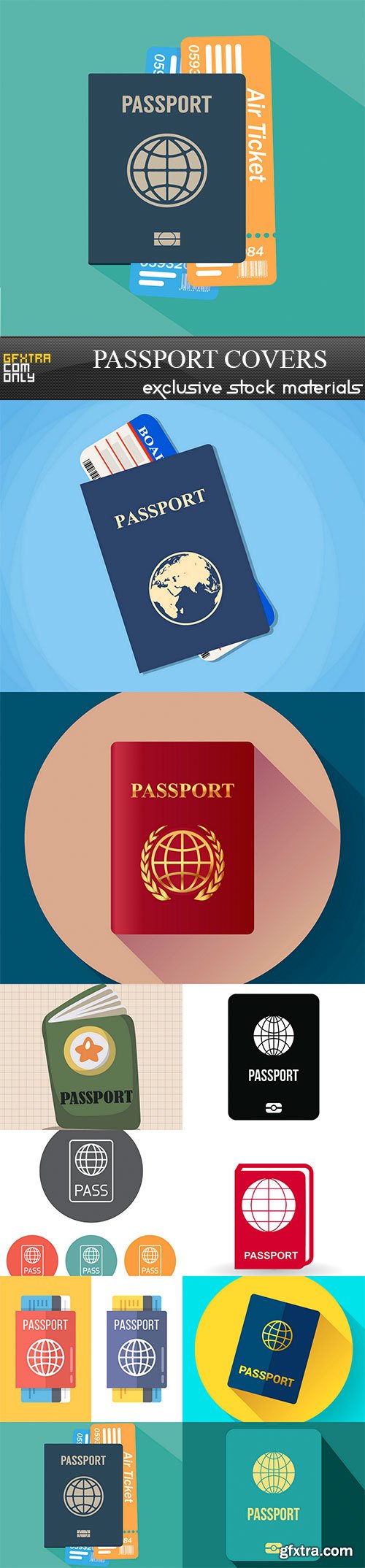 Passport covers, 10 x EPS