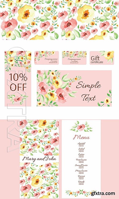 CM - 10 Watercolor Flowers Templates 528755