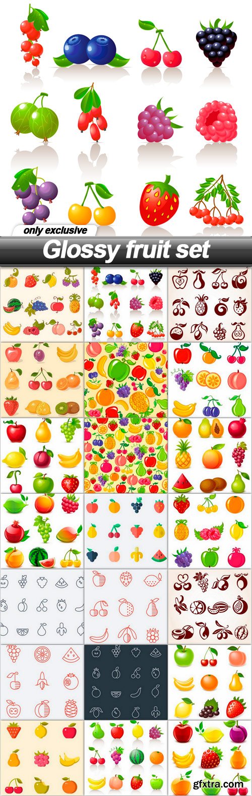 Glossy fruit set - 21 EPS