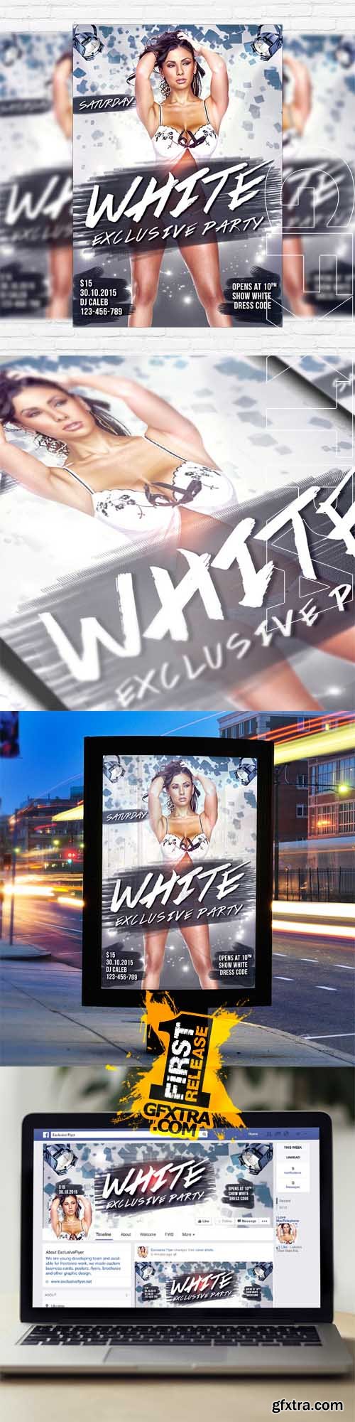 White Exlusive Party – Flyer Template + Facebook Cover