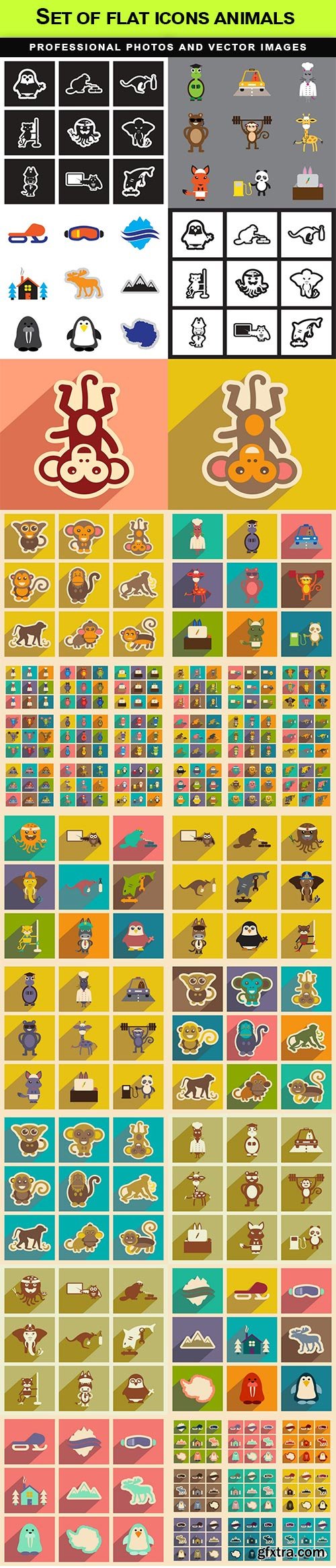 Set of flat icons animals