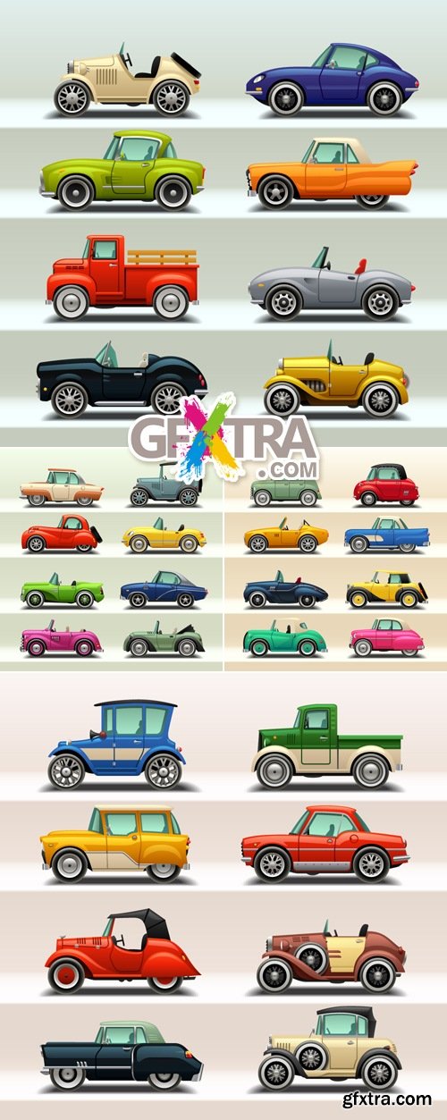 Retro Cars Icons Vector