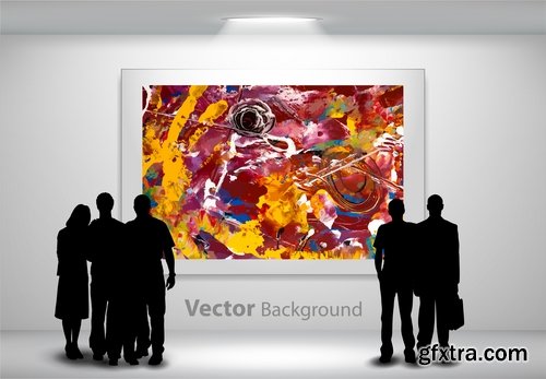 Collection of vector image museum showcase booth shelf sign 21 EPS