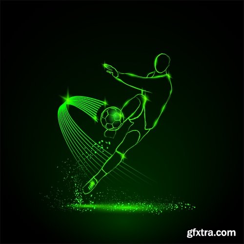 Collection vector picture various sports neon color 25 EPS