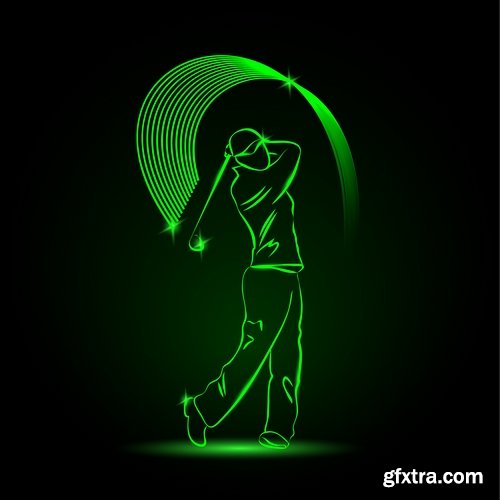 Collection vector picture various sports neon color 25 EPS