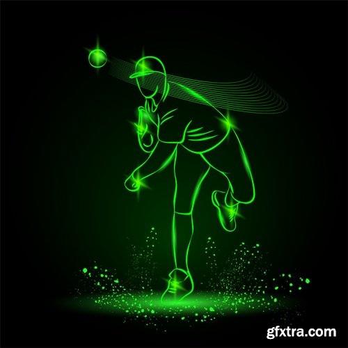 Collection vector picture various sports neon color 25 EPS