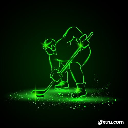 Collection vector picture various sports neon color 25 EPS