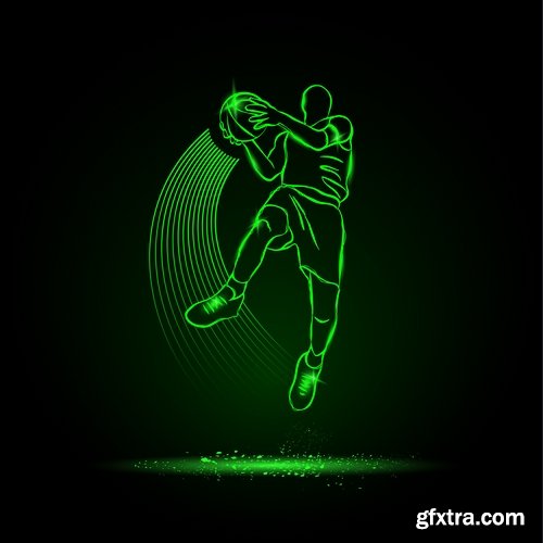 Collection vector picture various sports neon color 25 EPS