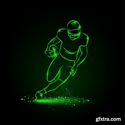 Collection vector picture various sports neon color 25 EPS