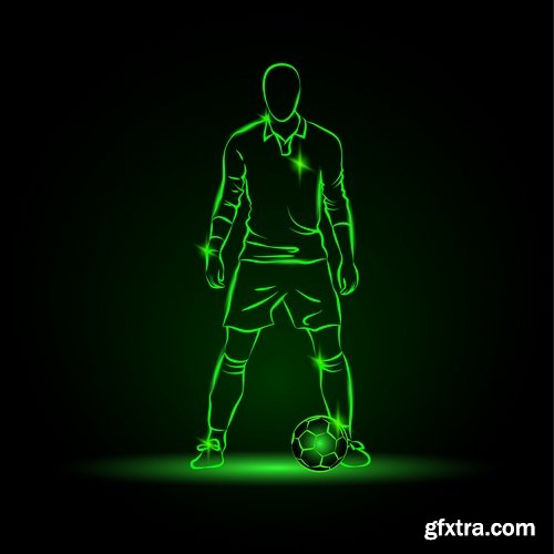 Collection vector picture various sports neon color 25 EPS