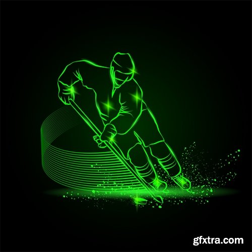 Collection vector picture various sports neon color 25 EPS