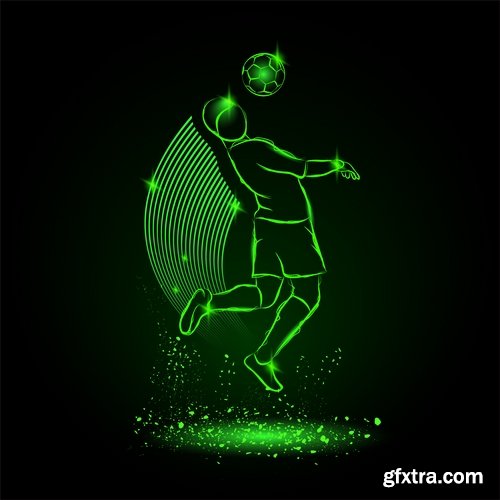 Collection vector picture various sports neon color 25 EPS