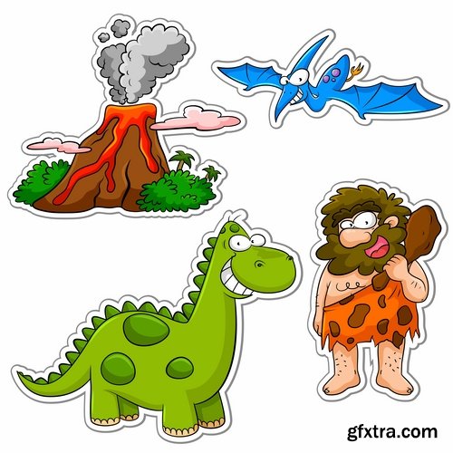 Vector collection picture dinosaur 25 EPS