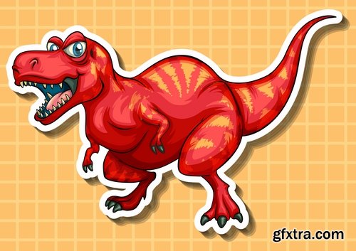 Vector collection picture dinosaur 25 EPS