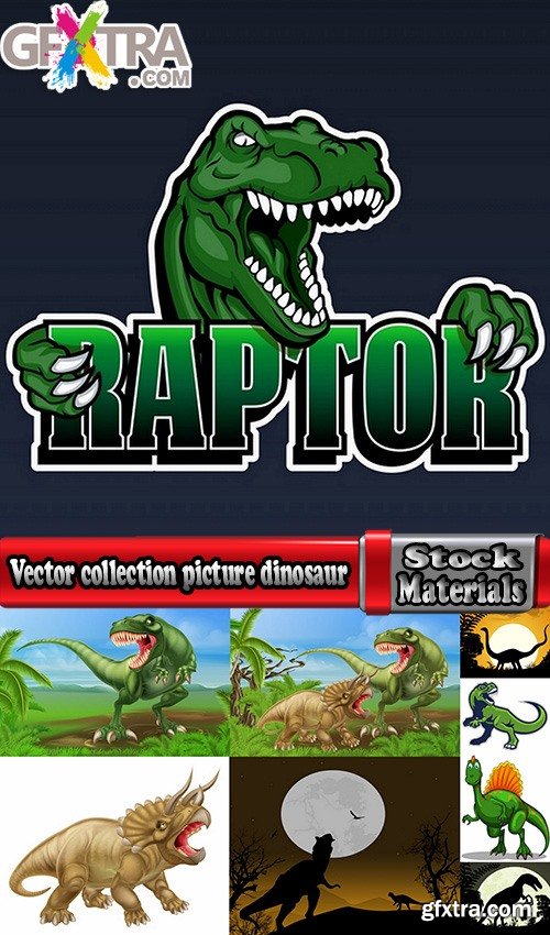 Vector collection picture dinosaur 25 EPS