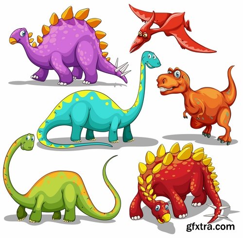 Vector collection picture dinosaur 25 EPS