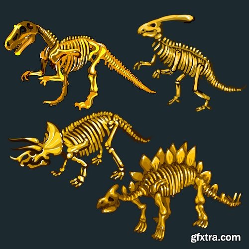 Vector collection picture dinosaur 25 EPS